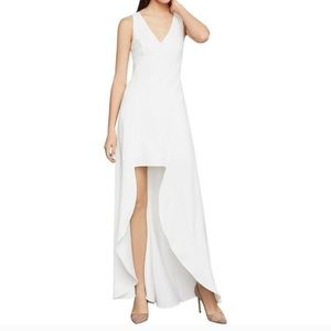 NWT BCBGMaxAzria off white high low evening dress v-neck 0